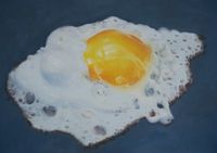 fried egg, oils on mdf-plate, 50x70 cm