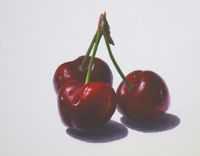 cherries, oil on mdf-plate, 20x20 cm